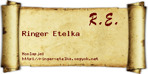 Ringer Etelka névjegykártya
